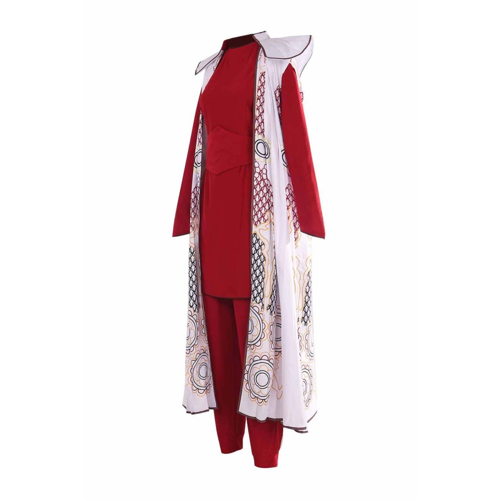 SW Princess Leia Organa Solo Red Top Pants Set With Cloak Suit Cosplay Costume Halloween Carnival Outfit