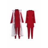 SW Princess Leia Organa Solo Red Top Pants Set With Cloak Suit Cosplay Costume Halloween Carnival Outfit