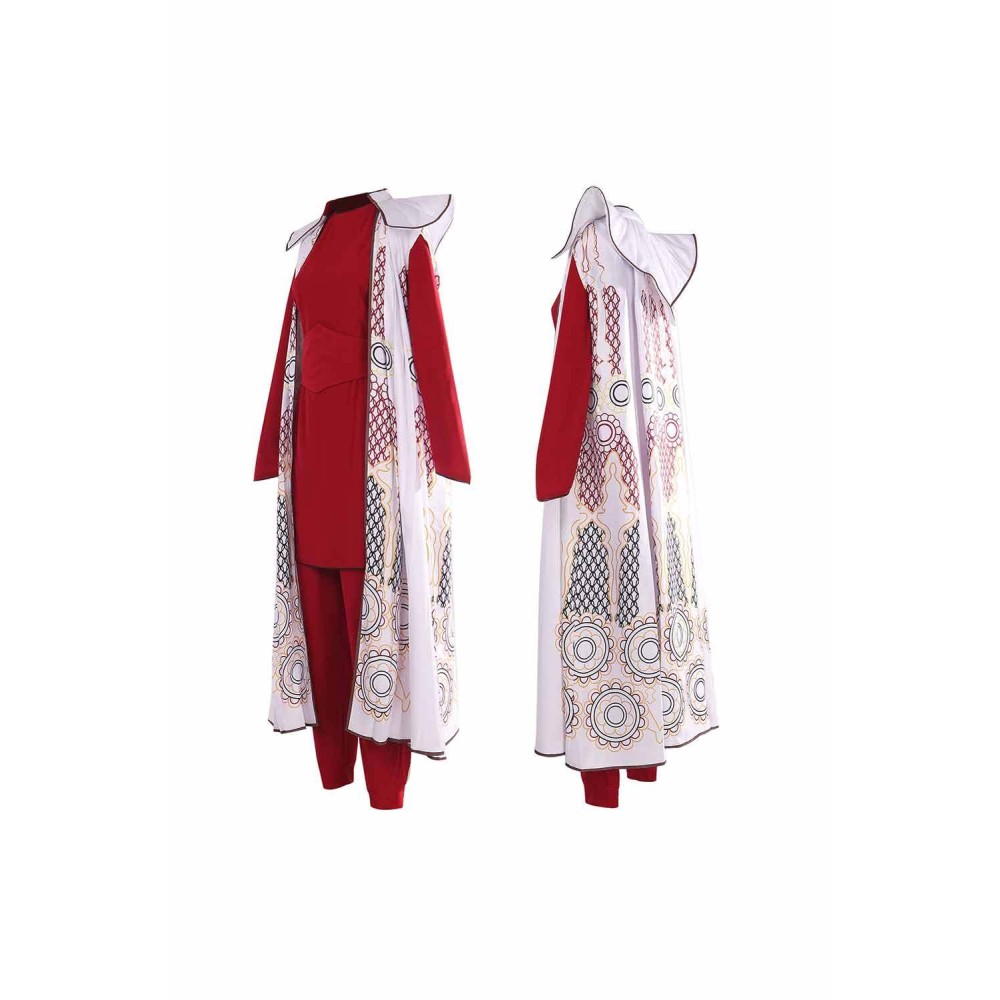 SW Princess Leia Organa Solo Red Top Pants Set With Cloak Suit Cosplay Costume Halloween Carnival Outfit