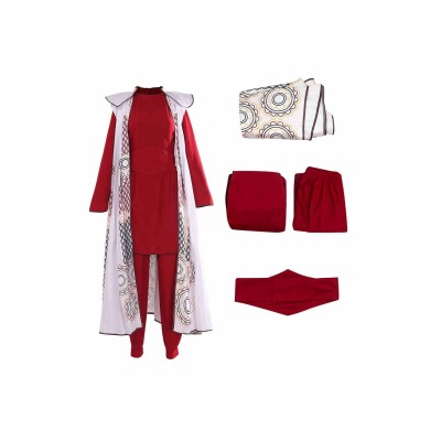 SW Princess Leia Organa Solo Red Top Pants Set With Cloak Suit Cosplay Costume Halloween Carnival Outfit