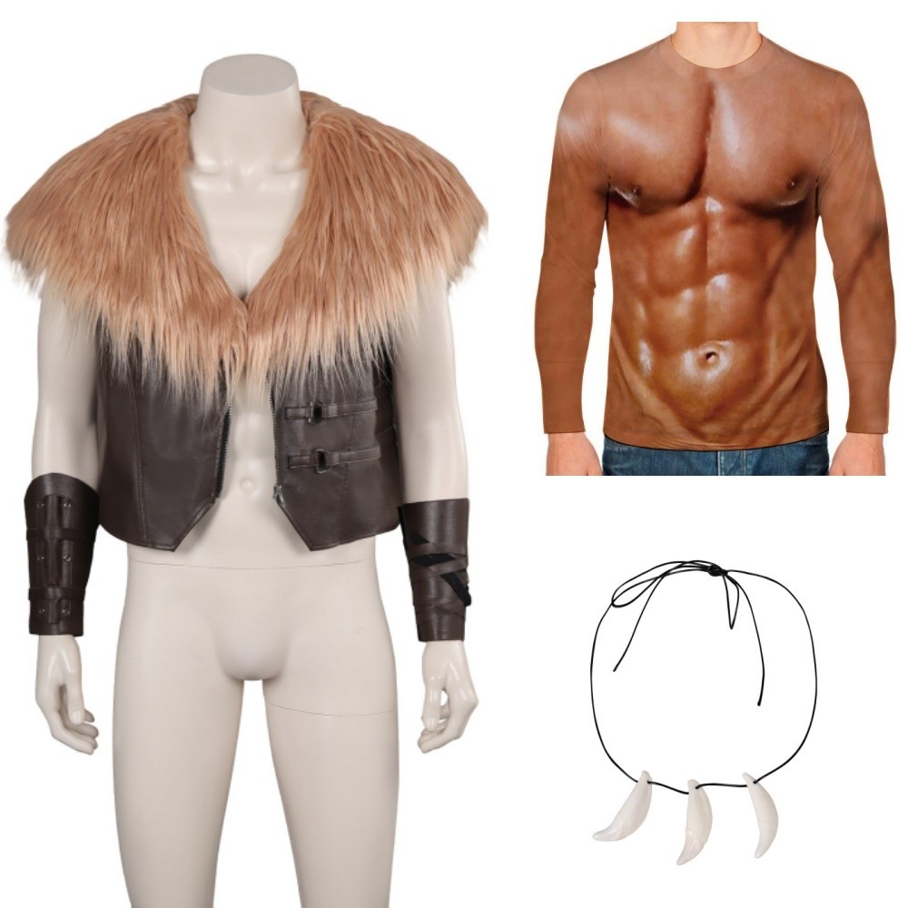 Kraven the Hunter Kraven Fur Vest Suit Cosplay Costume Halloween Carnival Outfit