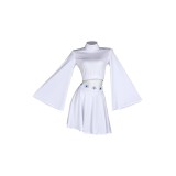 Ensemble de jupe et haut blanc de la princesse Leia, costume de cosplay, design original, tenue pour Halloween et carnaval.