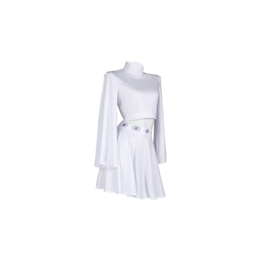 Ensemble de jupe et haut blanc de la princesse Leia, costume de cosplay, design original, tenue pour Halloween et carnaval.