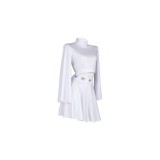 Ensemble de jupe et haut blanc de la princesse Leia, costume de cosplay, design original, tenue pour Halloween et carnaval.