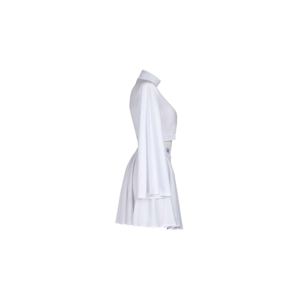 Ensemble de jupe et haut blanc de la princesse Leia, costume de cosplay, design original, tenue pour Halloween et carnaval.
