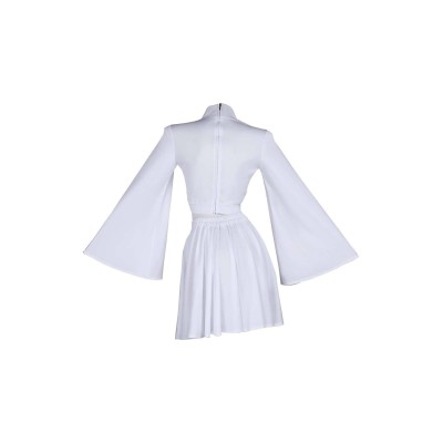 Ensemble de jupe et haut blanc de la princesse Leia, costume de cosplay, design original, tenue pour Halloween et carnaval.