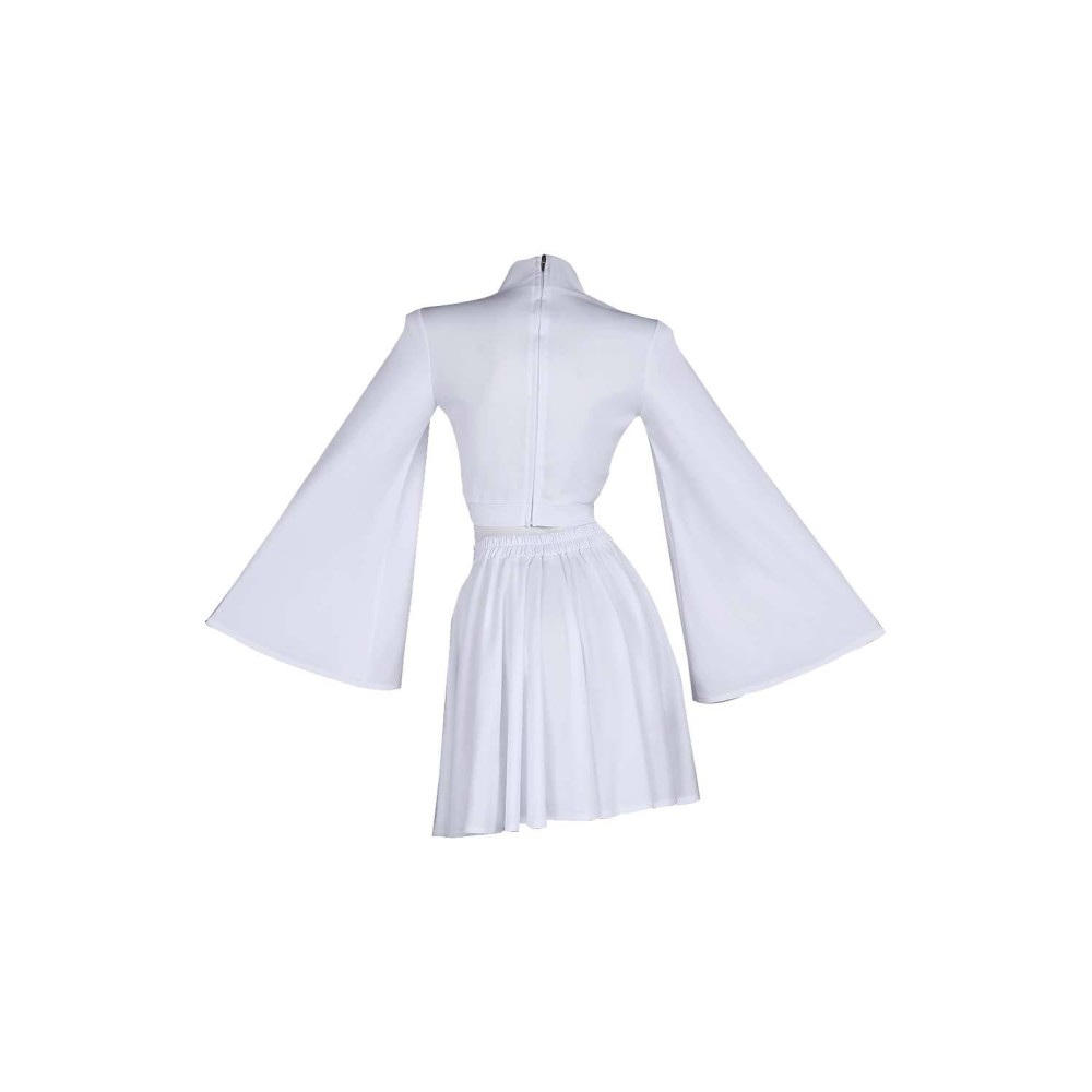 Ensemble de jupe et haut blanc de la princesse Leia, costume de cosplay, design original, tenue pour Halloween et carnaval.