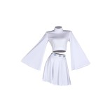 Ensemble de jupe et haut blanc de la princesse Leia, costume de cosplay, design original, tenue pour Halloween et carnaval.