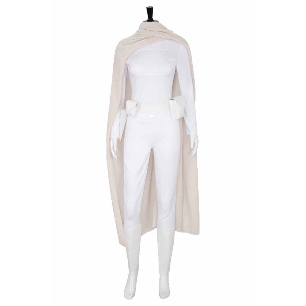 Costume de cosplay Padme Naberrie Amidala ensemble blanc avec manteau tenue de Halloween carnaval