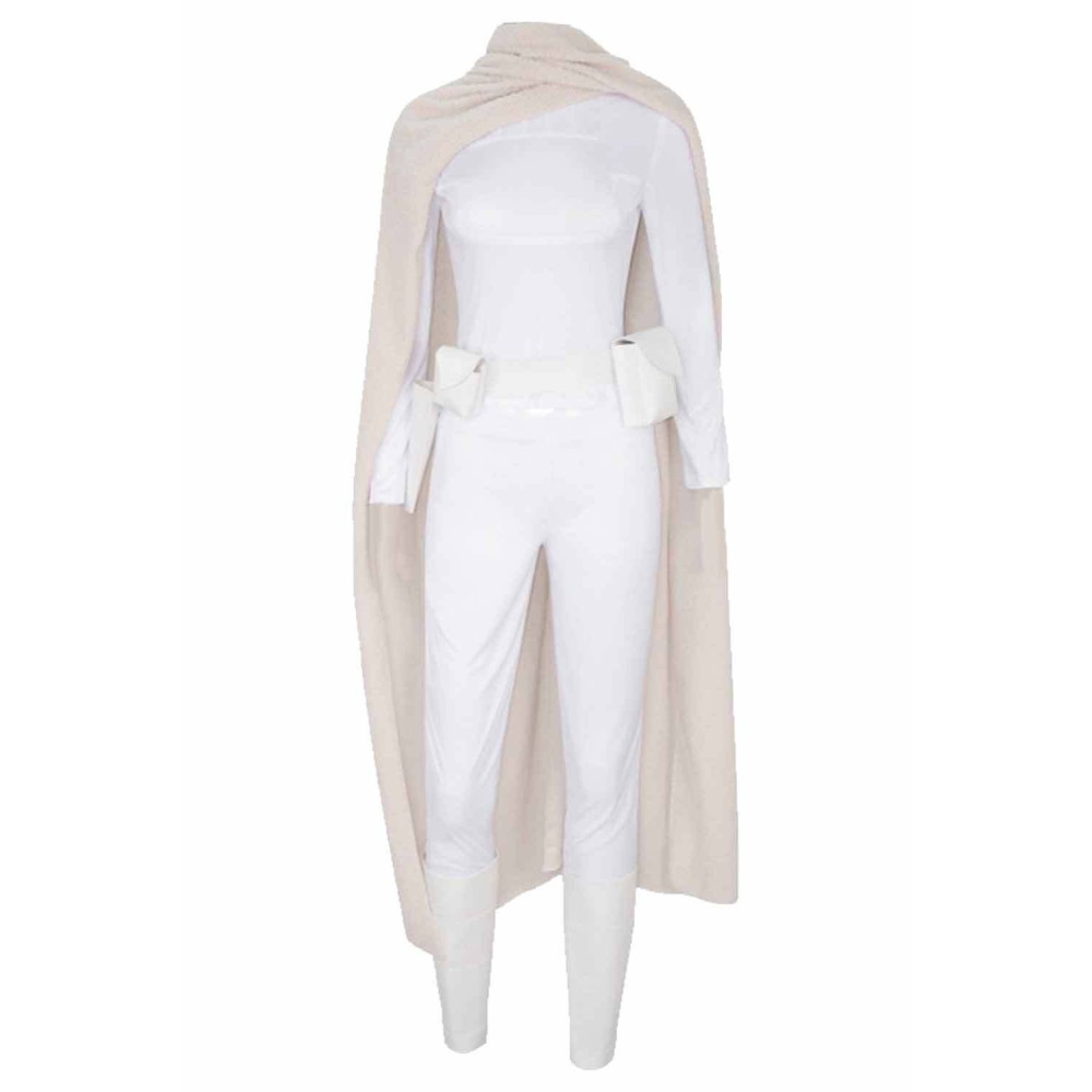 Costume de cosplay Padme Naberrie Amidala ensemble blanc avec manteau tenue de Halloween carnaval