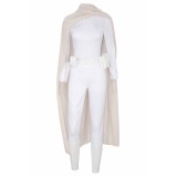 Costume de cosplay Padme Naberrie Amidala ensemble blanc avec manteau tenue de Halloween carnaval
