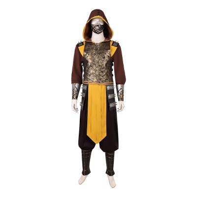 Movie Mortal Kombat 2 Scorpion Yellow Cosplay Costume Halloween Carnival Outfit