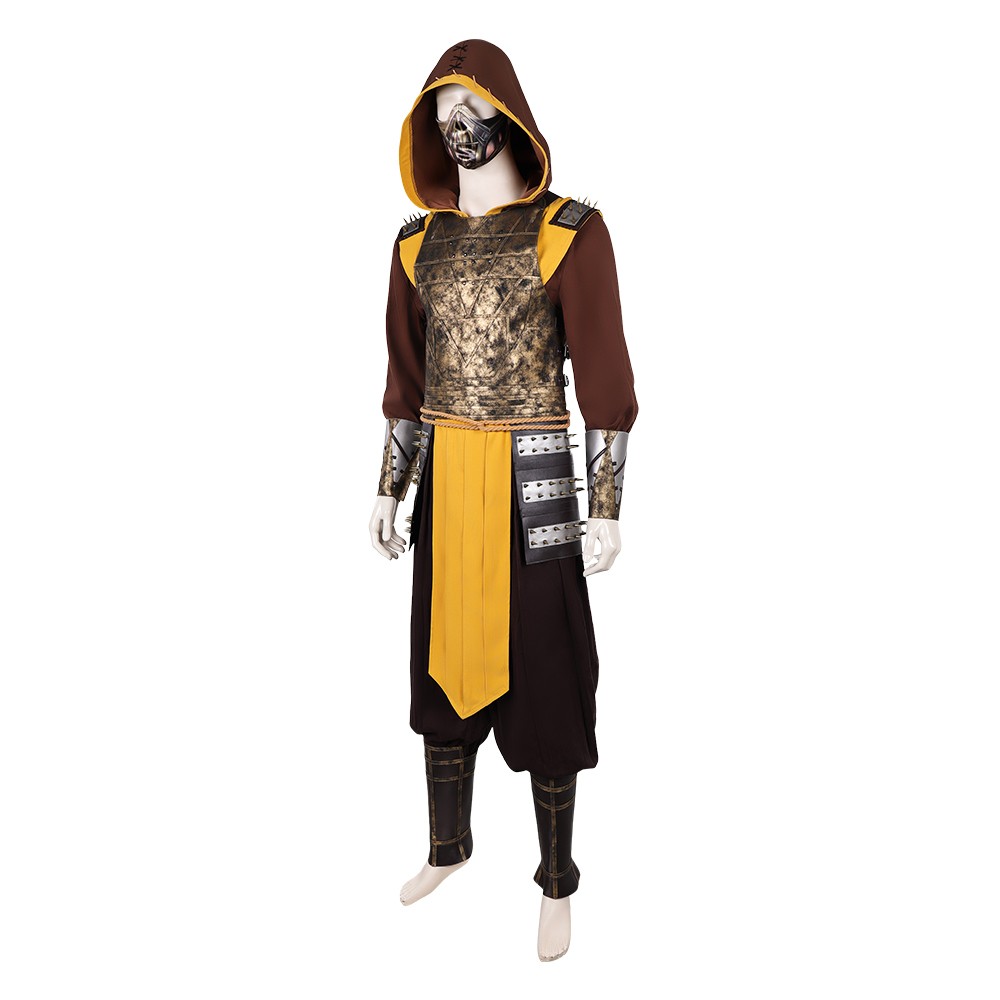 Movie Mortal Kombat 2 Scorpion Yellow Cosplay Costume Halloween Carnival Outfit