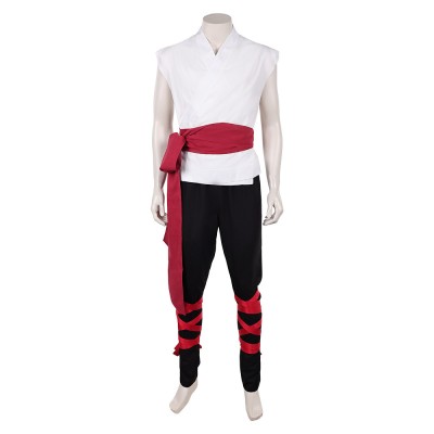 Movie Mortal Kombat 2 Liu Kang White Martial Arts Uniform Cosplay Costume Halloween Carnival Outfit