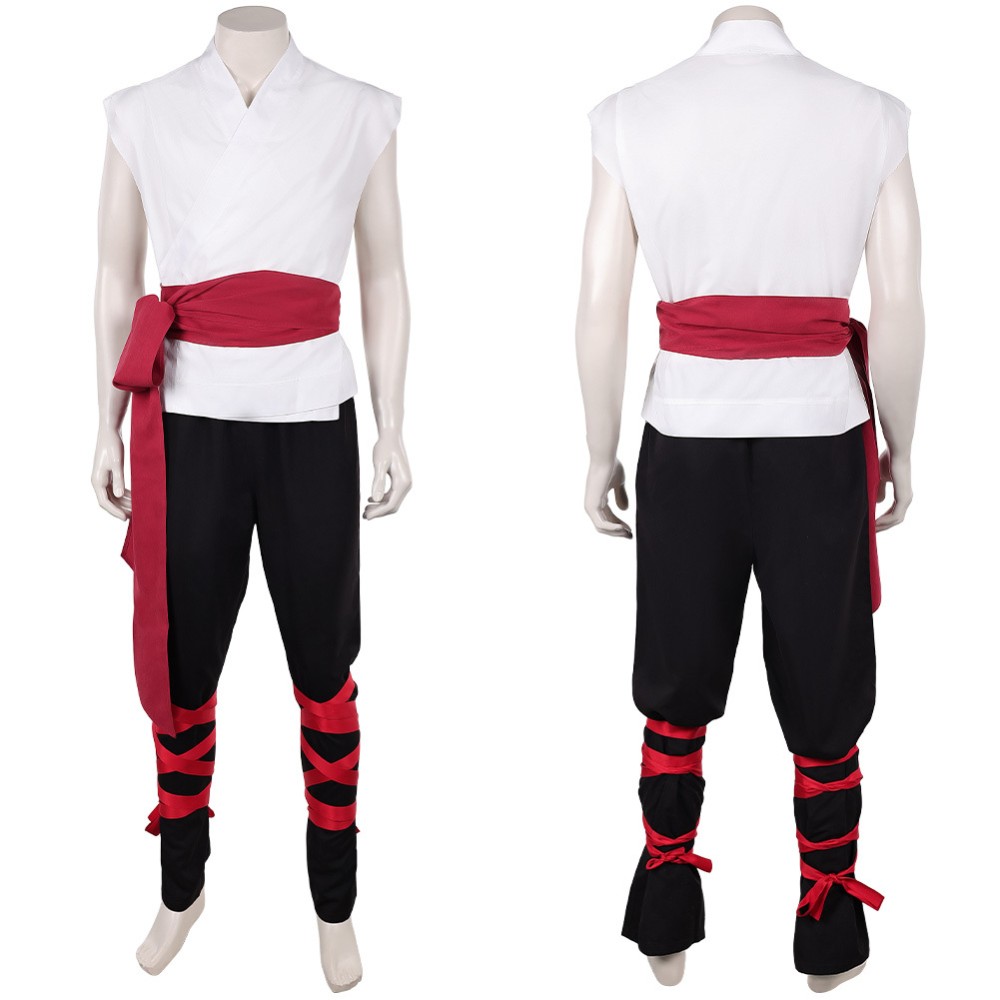Movie Mortal Kombat 2 Liu Kang White Martial Arts Uniform Cosplay Costume Halloween Carnival Outfit