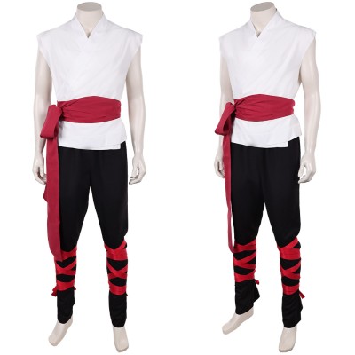 Movie Mortal Kombat 2 Liu Kang White Martial Arts Uniform Cosplay Costume Halloween Carnival Outfit