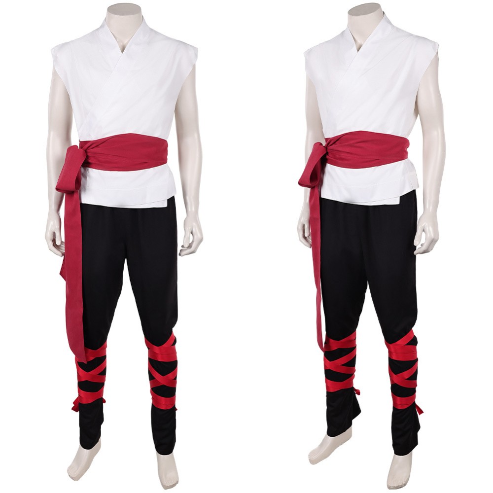 Movie Mortal Kombat 2 Liu Kang White Martial Arts Uniform Cosplay Costume Halloween Carnival Outfit