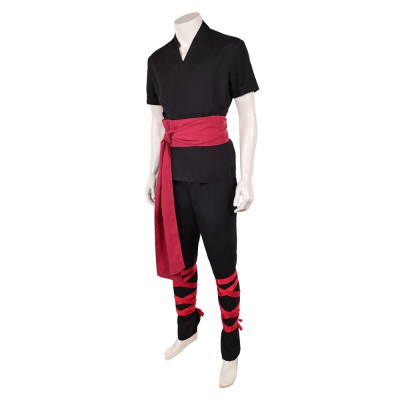 Movie Mortal Kombat 2 Liu Kang Black Martial Arts Uniform Cosplay Costume Halloween Carnival Outfit