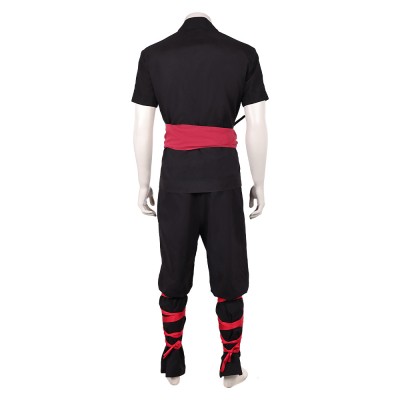 Movie Mortal Kombat 2 Liu Kang Black Martial Arts Uniform Cosplay Costume Halloween Carnival Outfit