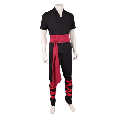 Movie Mortal Kombat 2 Liu Kang Black Martial Arts Uniform Cosplay Costume Halloween Carnival Outfit