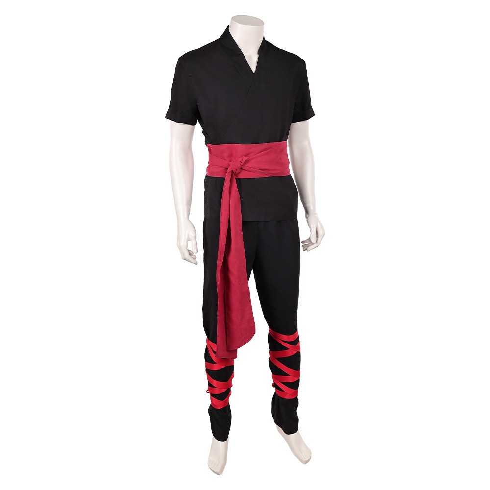 Movie Mortal Kombat 2 Liu Kang Black Martial Arts Uniform Cosplay Costume Halloween Carnival Outfit