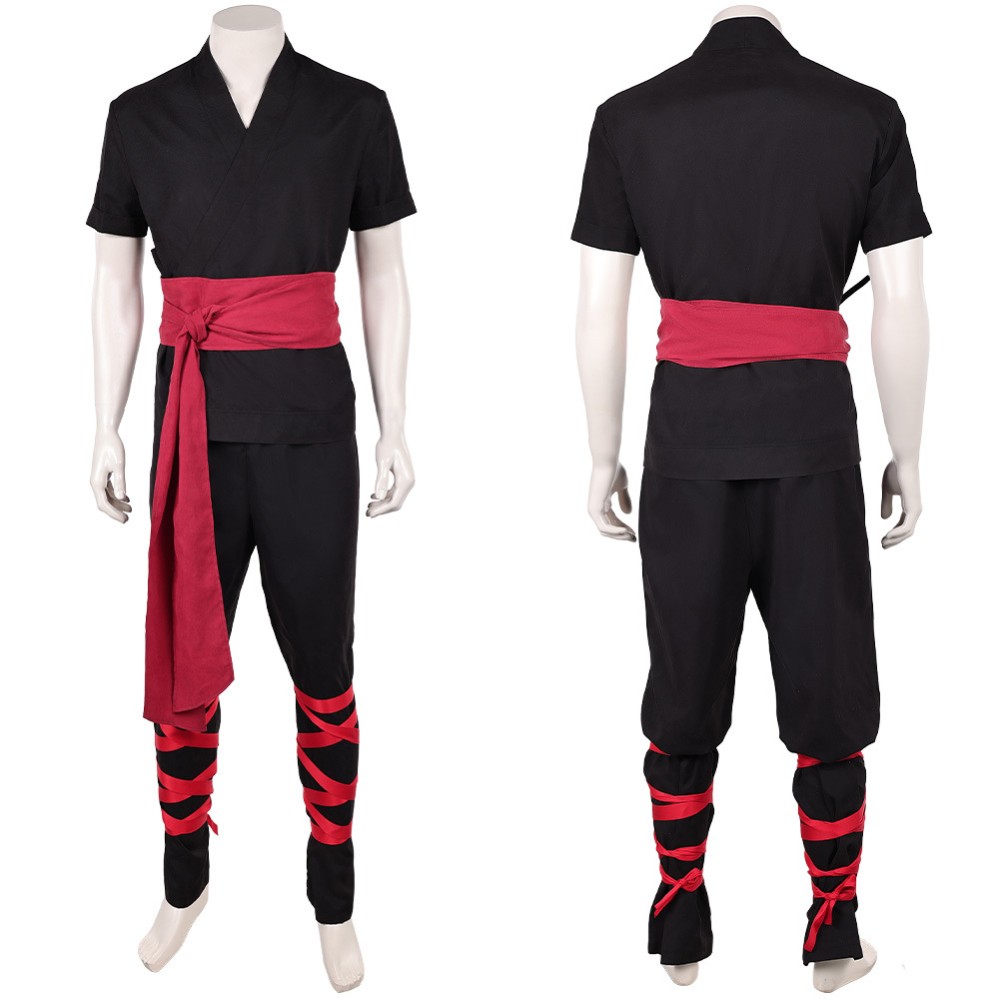 Movie Mortal Kombat 2 Liu Kang Black Martial Arts Uniform Cosplay Costume Halloween Carnival Outfit