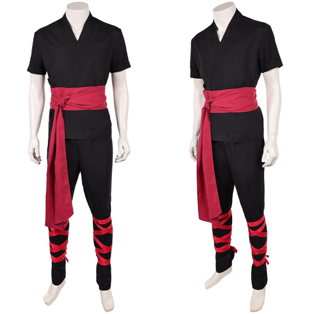Movie Mortal Kombat 2 Liu Kang Black Martial Arts Uniform Cosplay Costume Halloween Carnival Outfit