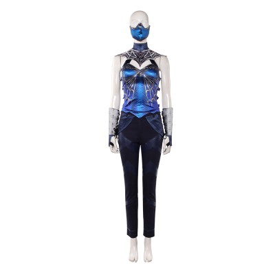 Movie Mortal Kombat 2 Kitana Women Blue Cosplay Costume Halloween Carnival Outfit