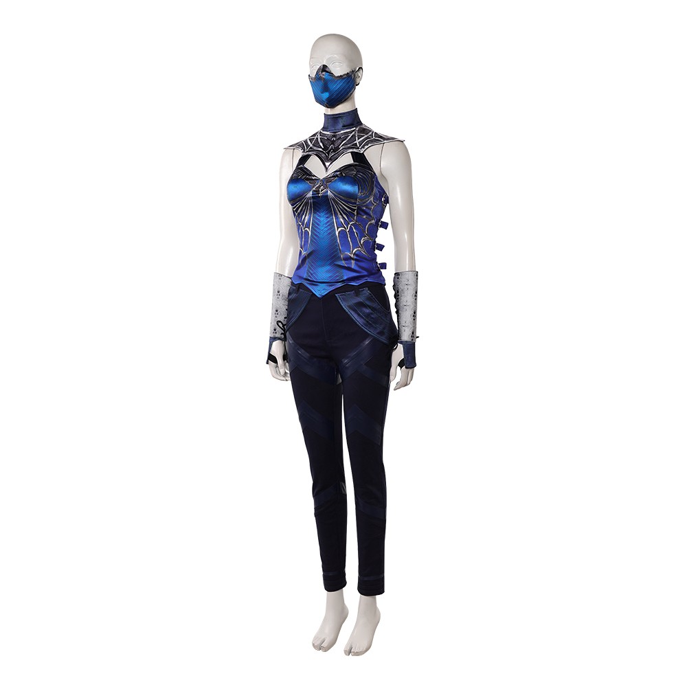 Movie Mortal Kombat 2 Kitana Women Blue Cosplay Costume Halloween Carnival Outfit