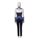 Movie Mortal Kombat 2 Kitana Women Blue Cosplay Costume Halloween Carnival Outfit