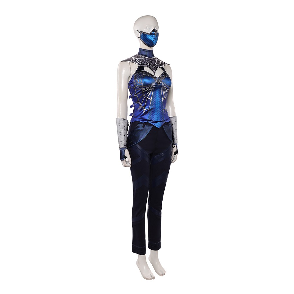 Movie Mortal Kombat 2 Kitana Women Blue Cosplay Costume Halloween Carnival Outfit