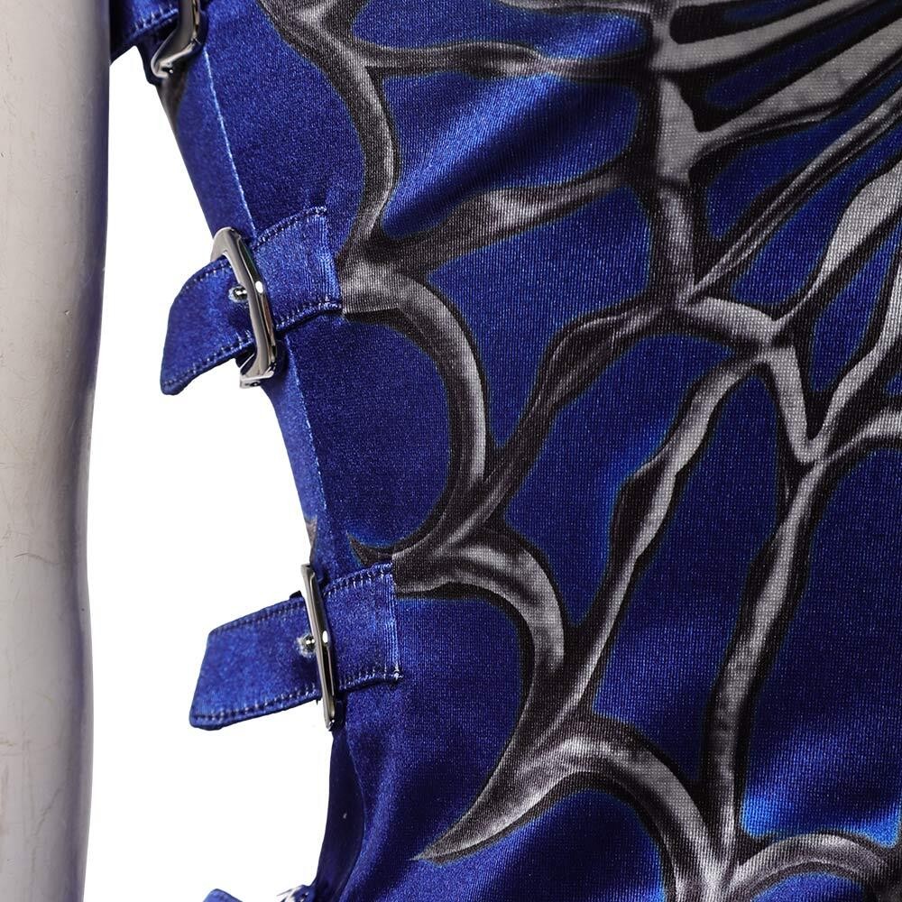 Movie Mortal Kombat 2 Kitana Women Blue Cosplay Costume Halloween Carnival Outfit