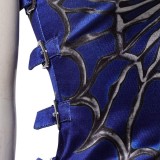 Movie Mortal Kombat 2 Kitana Women Blue Cosplay Costume Halloween Carnival Outfit