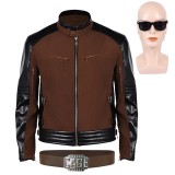 Costume de cosplay Johnny Cage manteau marron Mortal Kombat 2 tenue de Halloween carnaval
