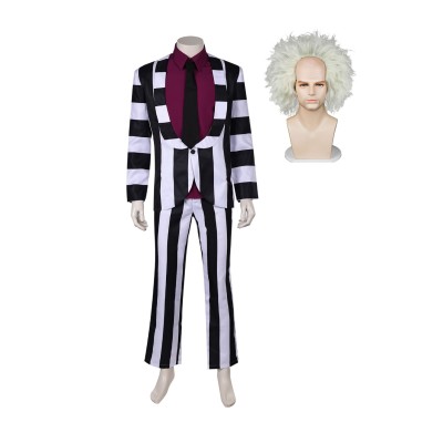 Beetlejuice Beetlejuice 2024 Striped Suit Suit Cosplay Costume Halloween Carnival Outfit