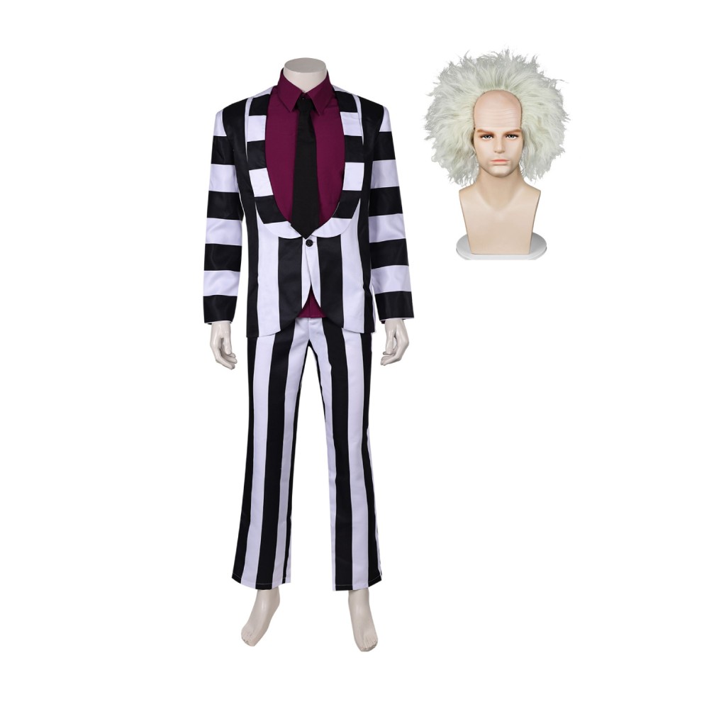 Beetlejuice Beetlejuice 2024 Striped Suit Suit Cosplay Costume Halloween Carnival Outfit