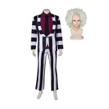 Beetlejuice Beetlejuice 2024 Striped Suit Suit Cosplay Costume Halloween Carnival Outfit