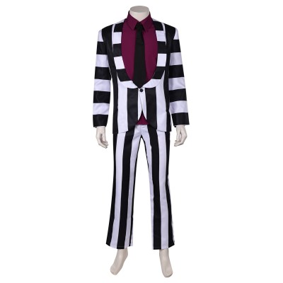 Beetlejuice Beetlejuice 2024 Striped Suit Suit Cosplay Costume Halloween Carnival Outfit