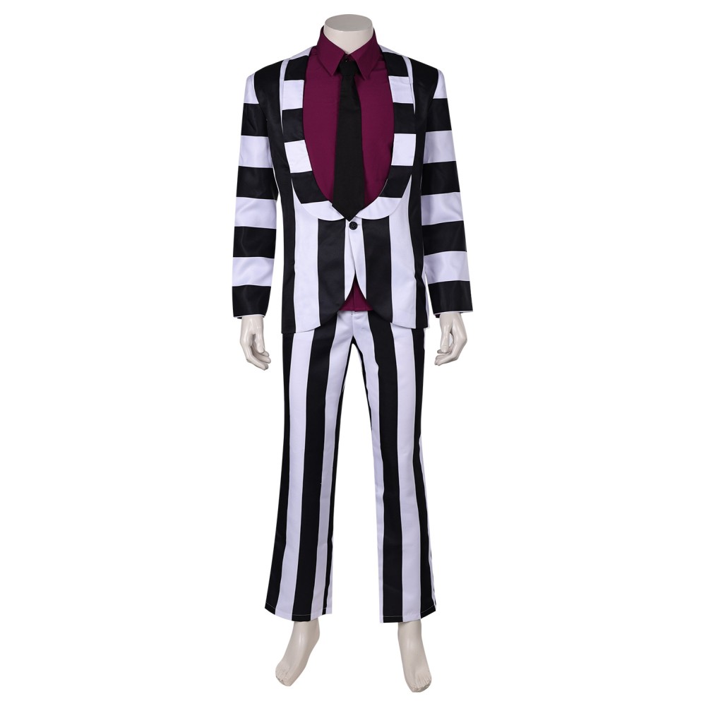 Beetlejuice Beetlejuice 2024 Striped Suit Suit Cosplay Costume Halloween Carnival Outfit