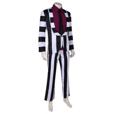 Beetlejuice Beetlejuice 2024 Striped Suit Suit Cosplay Costume Halloween Carnival Outfit