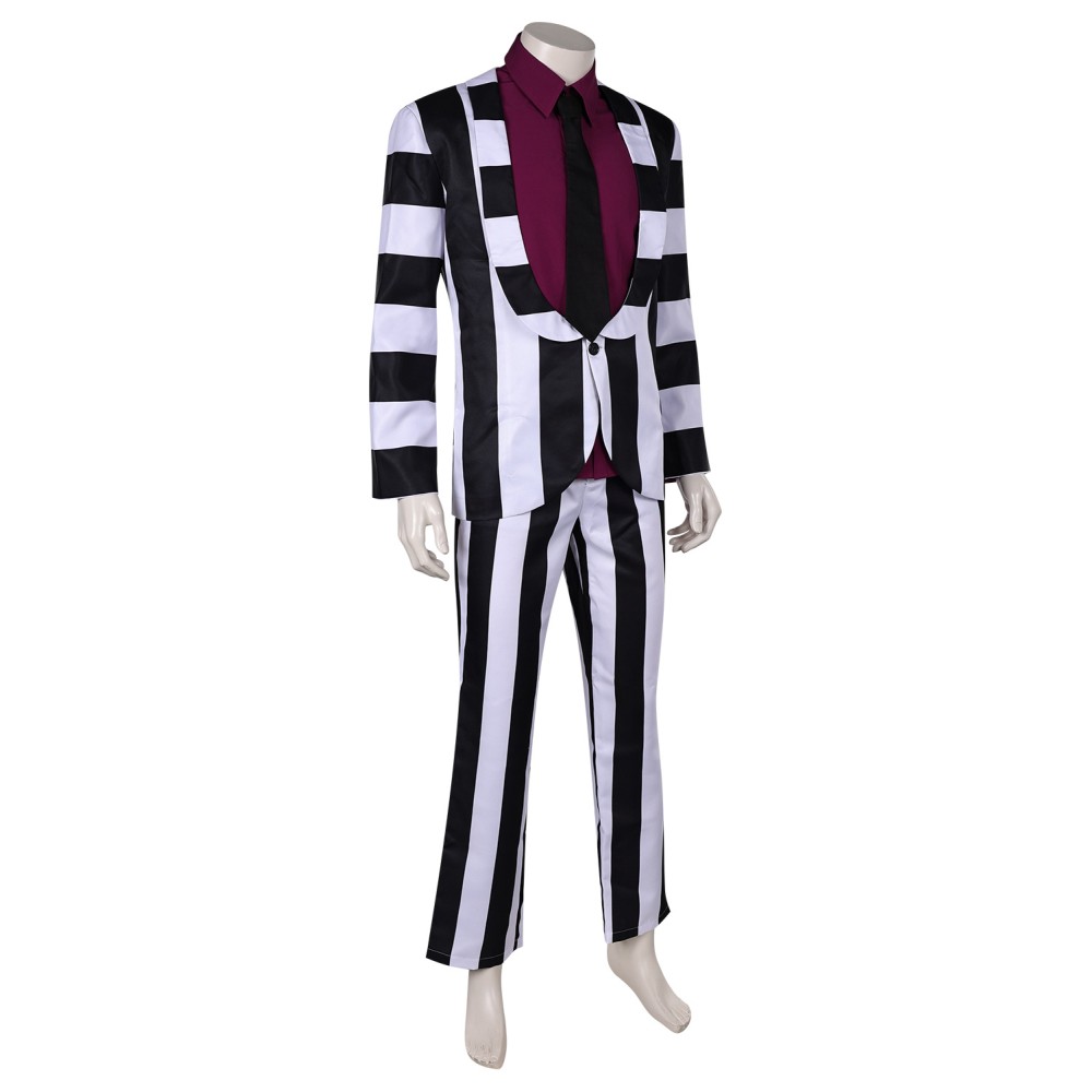Beetlejuice Beetlejuice 2024 Striped Suit Suit Cosplay Costume Halloween Carnival Outfit