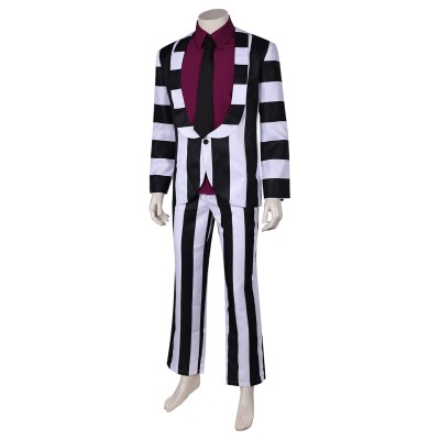 Beetlejuice Beetlejuice 2024 Striped Suit Suit Cosplay Costume Halloween Carnival Outfit
