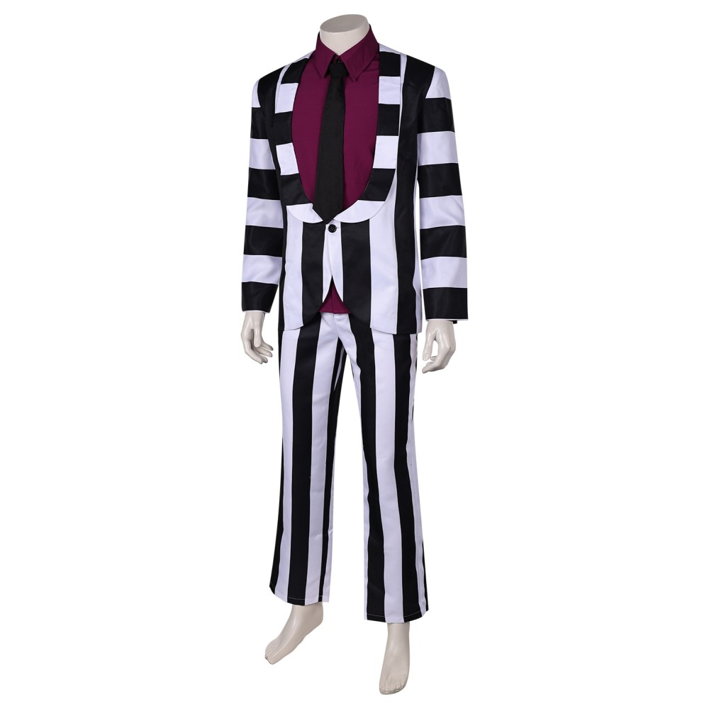 Beetlejuice Beetlejuice 2024 Striped Suit Suit Cosplay Costume Halloween Carnival Outfit
