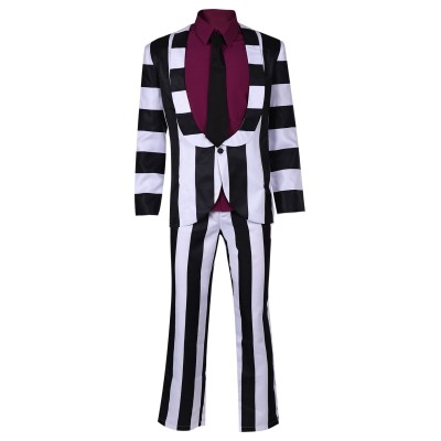 Beetlejuice Beetlejuice 2024 Striped Suit Suit Cosplay Costume Halloween Carnival Outfit