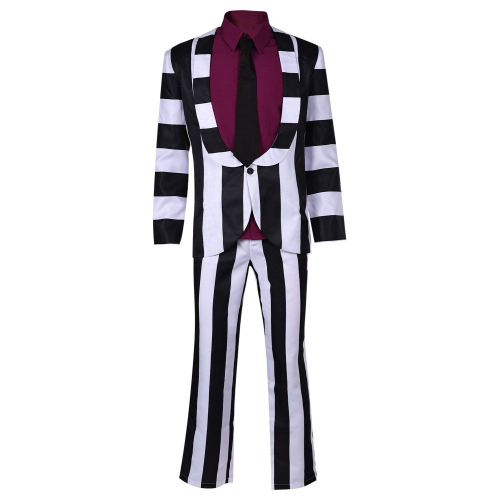 Beetlejuice Beetlejuice 2024 Striped Suit Suit Cosplay Costume Halloween Carnival Outfit