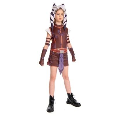 Ahsoka Tano Kids Suit Cosplay Costume Halloween Carnival Outfit