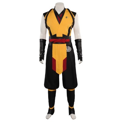 Ensemble de costume Cosplay Mortal Kombat Scorpion avec gilet, pantalon et ceinture pour Halloween et carnaval