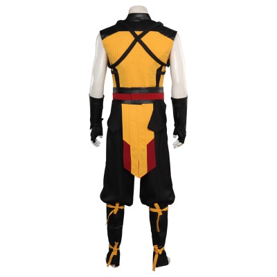 Ensemble de costume Cosplay Mortal Kombat Scorpion avec gilet, pantalon et ceinture pour Halloween et carnaval