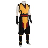 Ensemble de costume Cosplay Mortal Kombat Scorpion avec gilet, pantalon et ceinture pour Halloween et carnaval