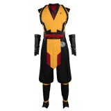 Ensemble de costume Cosplay Mortal Kombat Scorpion avec gilet, pantalon et ceinture pour Halloween et carnaval